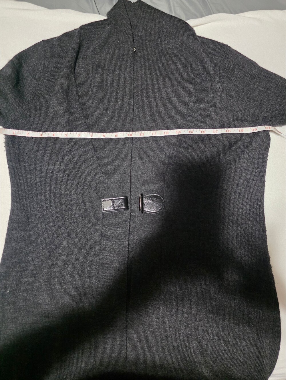Valerie Bertinelli 100% Merino Wool Long Cardigan XL Gray Belted - Picture 6 of 8